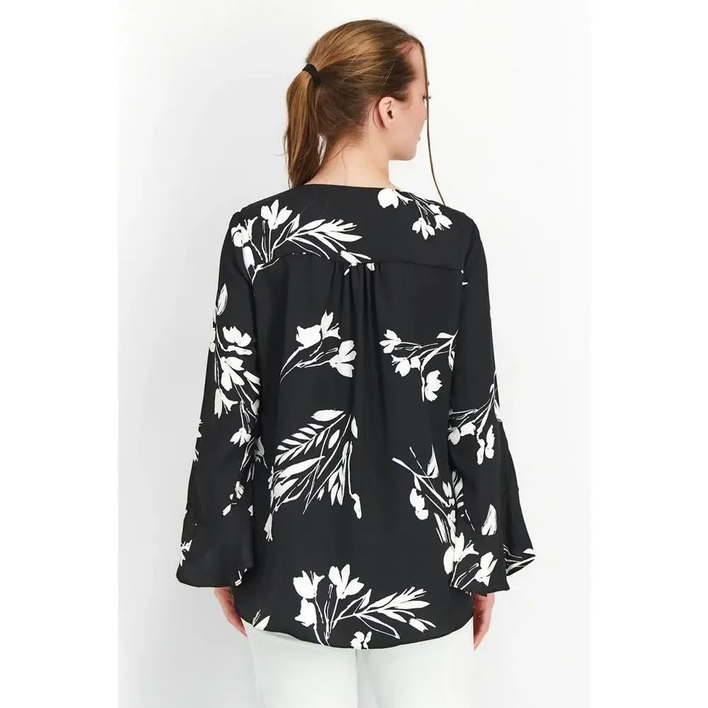 Vince Camuto Flutter Sleeve Floral Whisps V- Neck Tunic‎ XL - Picture 2 of 9